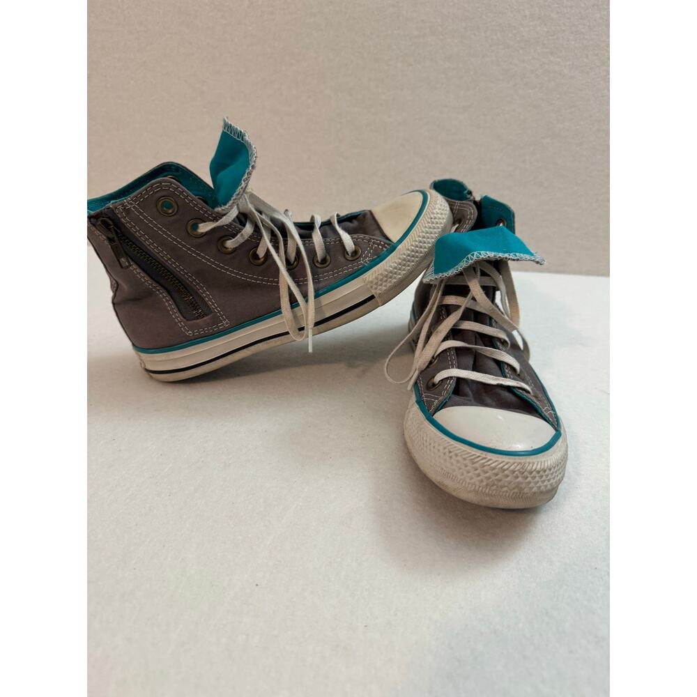 Converse Chuck Taylor Women's All Star High Tops Side Zip Gray Teal Size 5